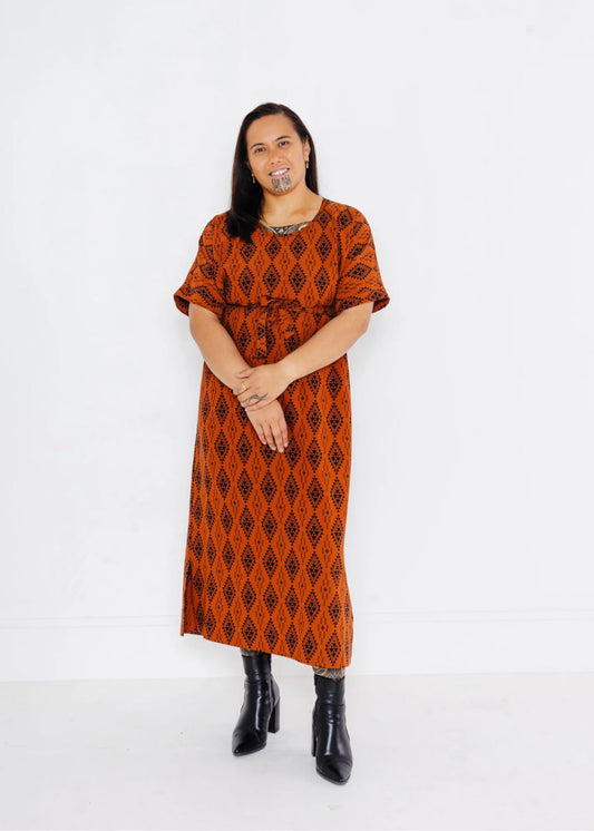 Purapura Whetū Dress - Rust