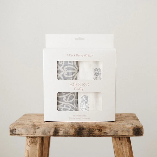 2 Pack Pēpi Wraps - Blue Tiki & Blue Koru