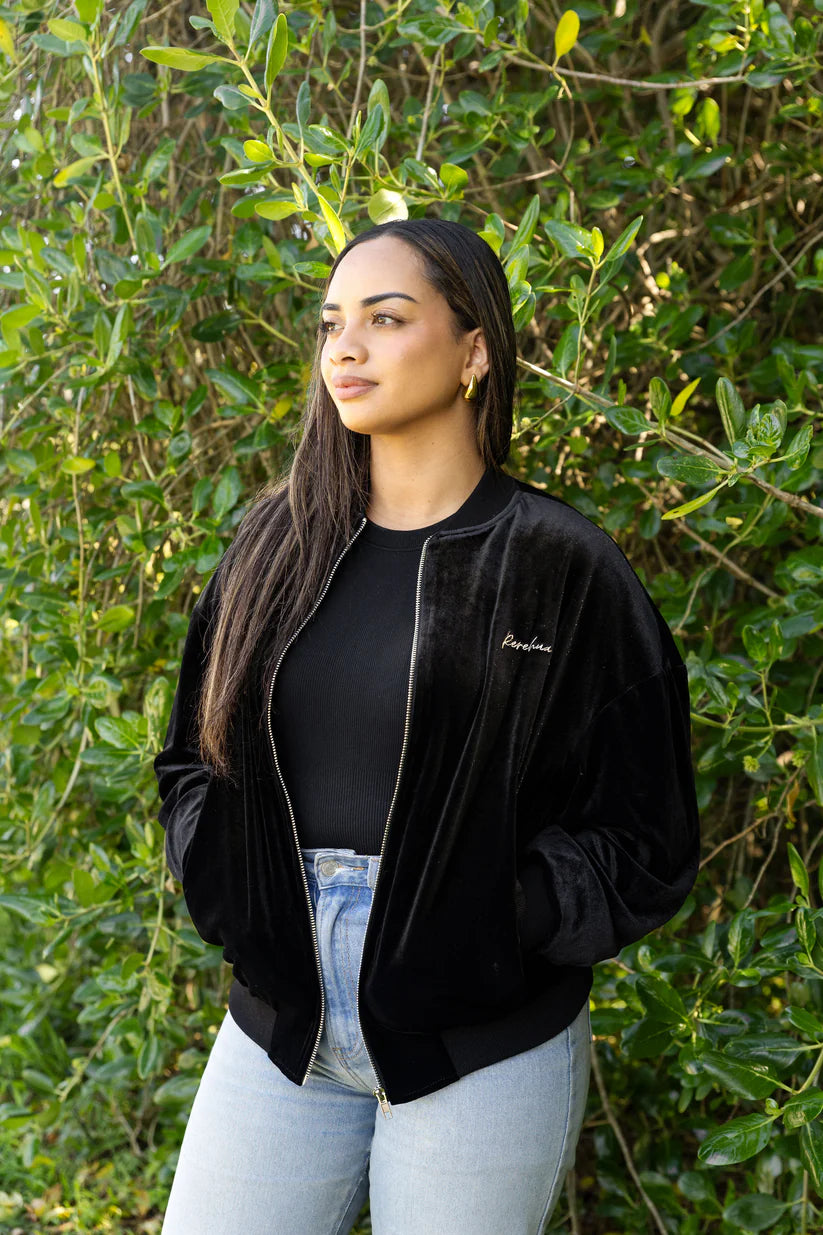 Kaitiaki Bomber Jacket - Black Velvet