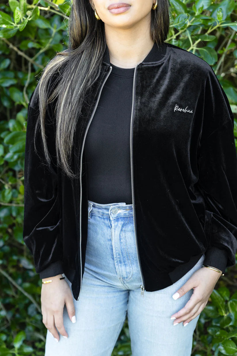 Kaitiaki Bomber Jacket - Black Velvet
