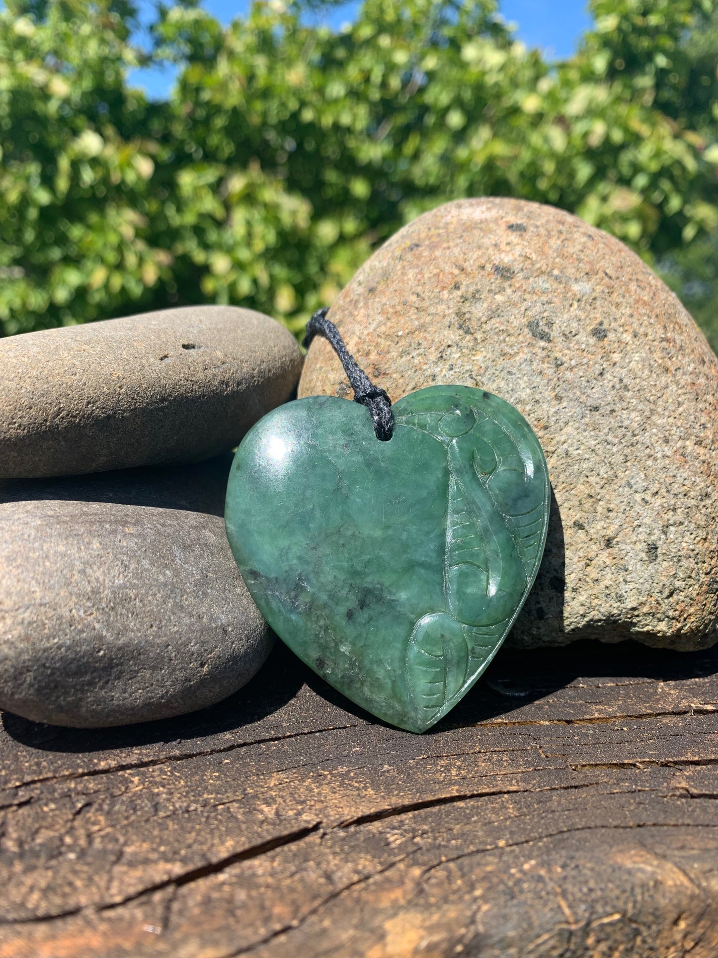 Pounamu engraved heart - 60mm
