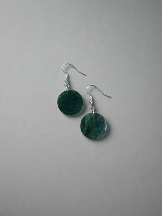 Jade disc earrings - 22mm