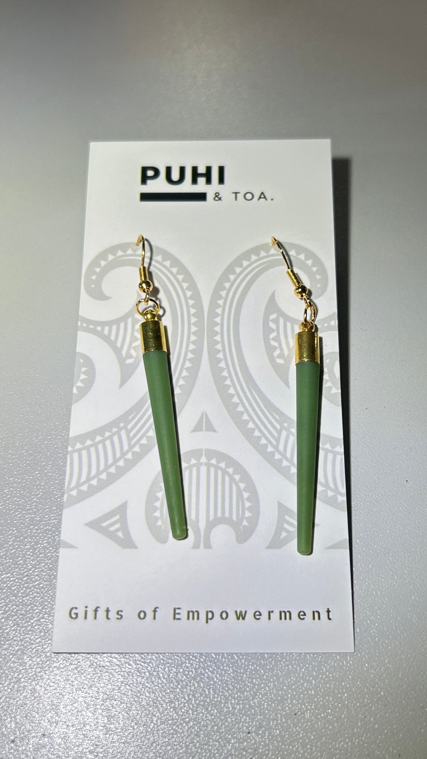 Green Arotahi Earrings - Gold Hook