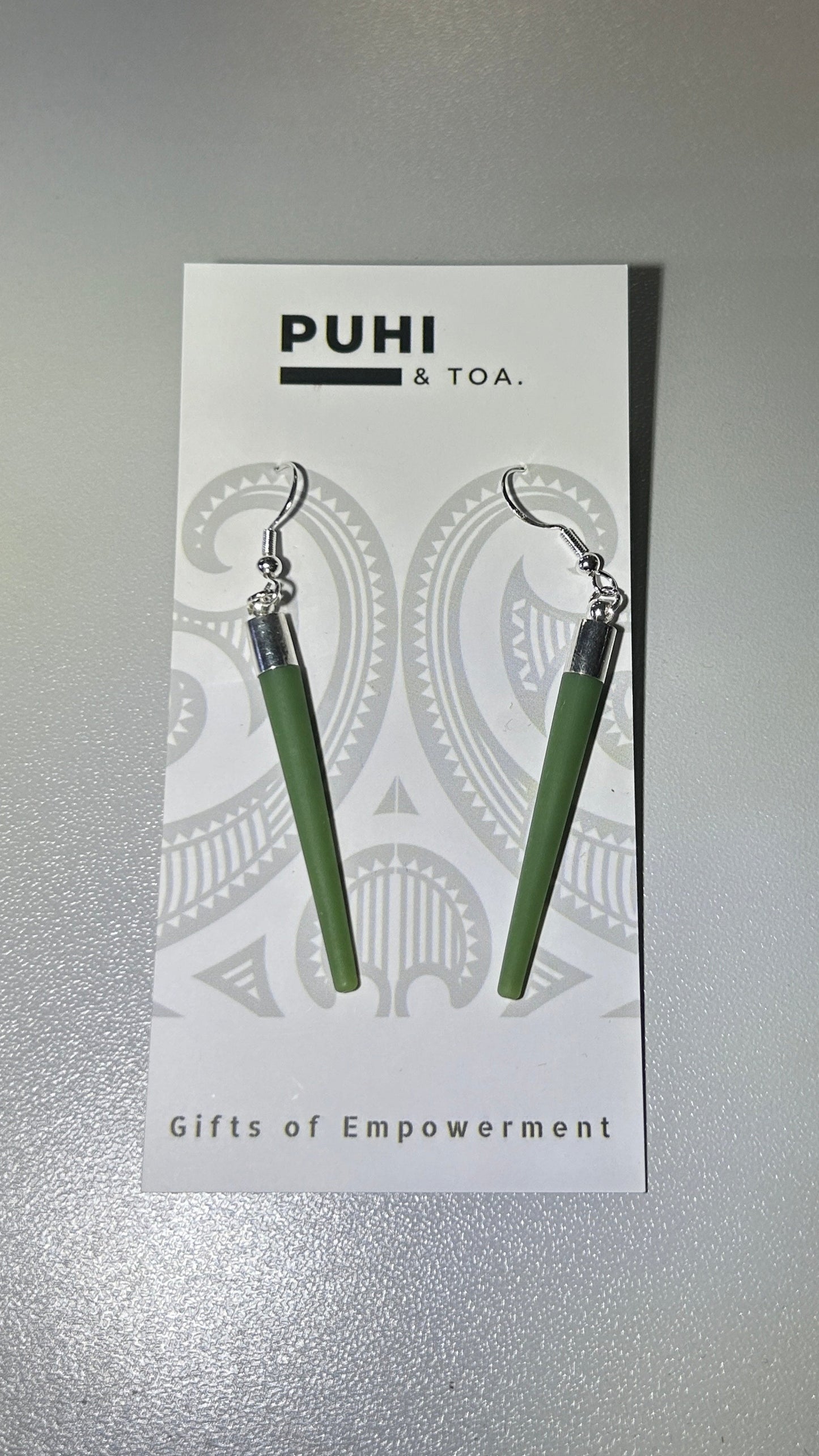 Green Arotahi Earrings - Silver Hook