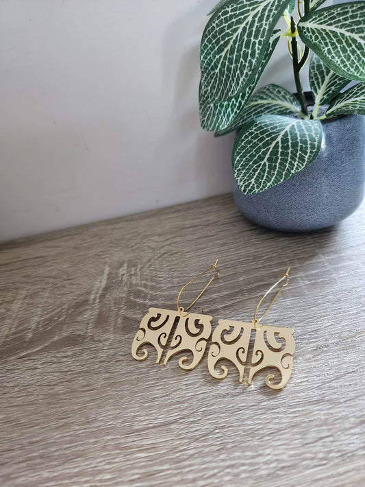 Moko Kauae Earrings XL - Gold