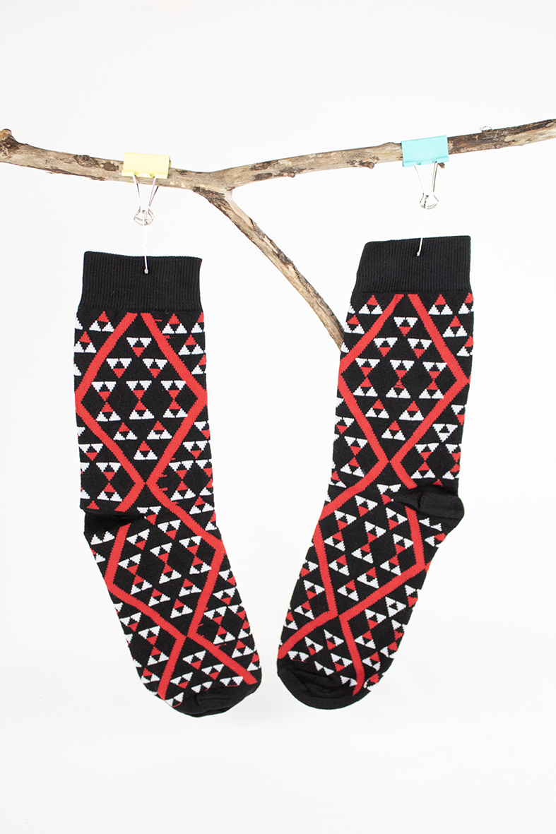 Unisex Socks - Pātiki Red White Black