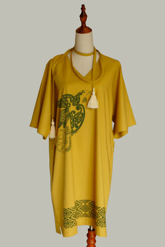 Tūi Kimono dress - Mustard