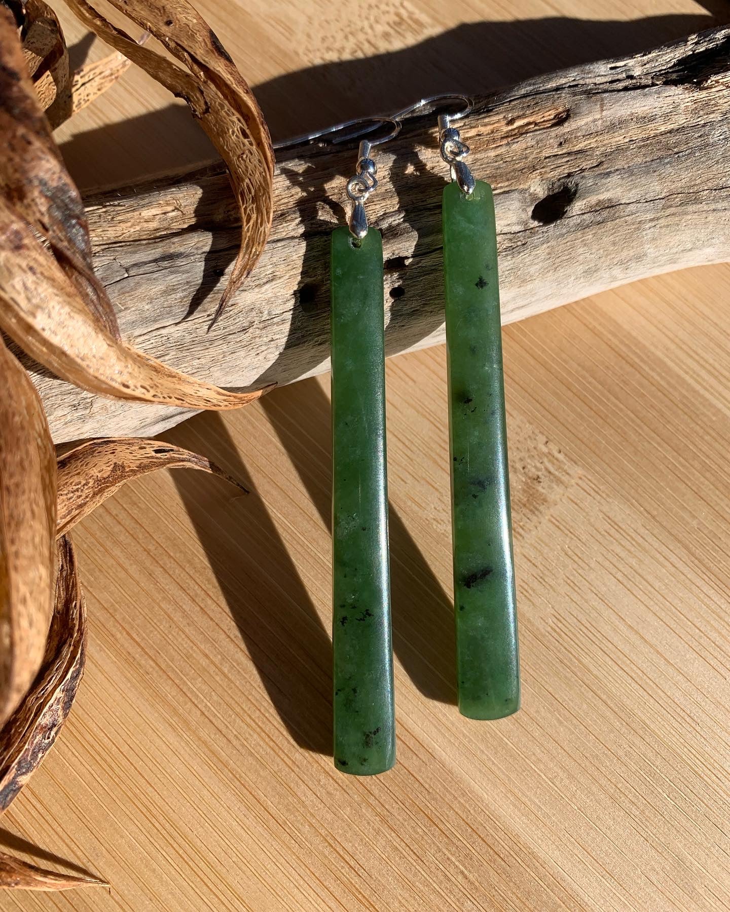 Long Putiputi Pounamu Earrings