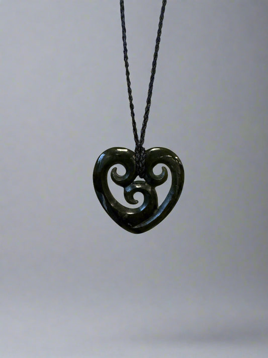 Jade Heart 3 Koru Pendant