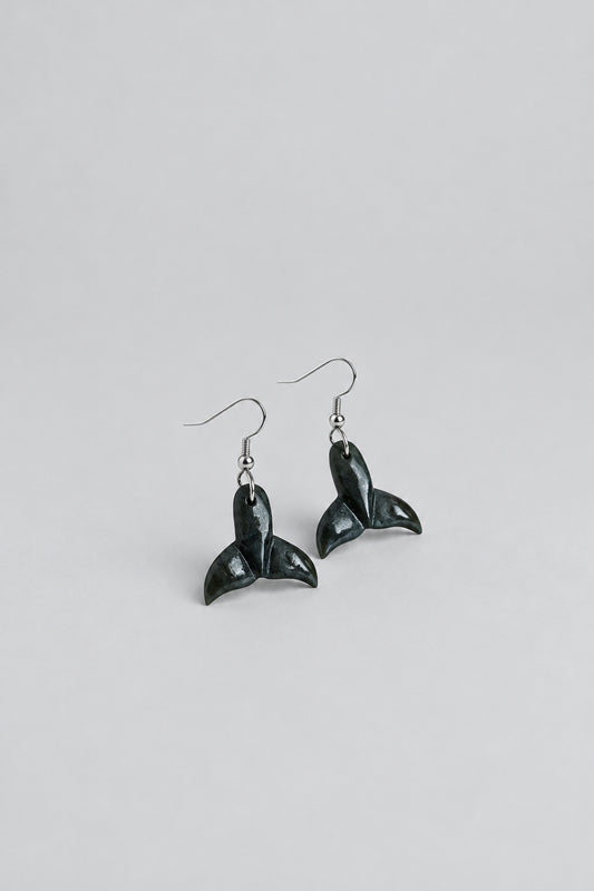 Pounamu Whale Tail Earrings