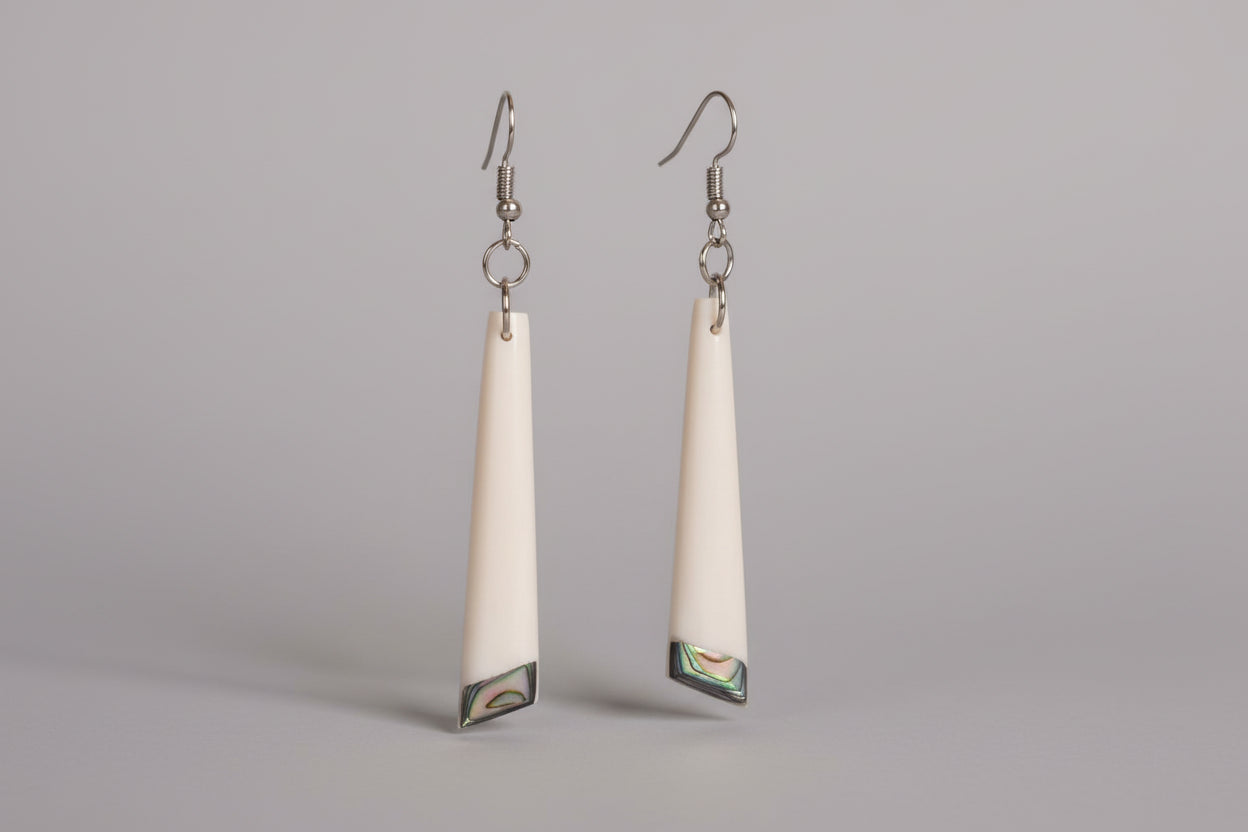 Bone Earrings - Paua tip