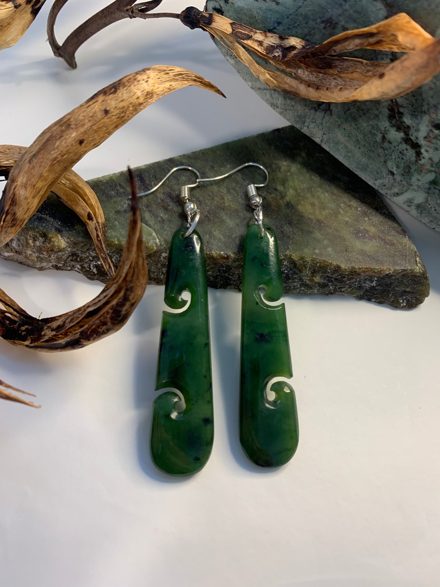 Jade Earrings - Drop with Koru