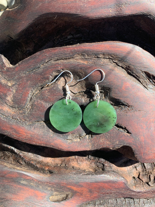 Jade disc earrings - 25mm