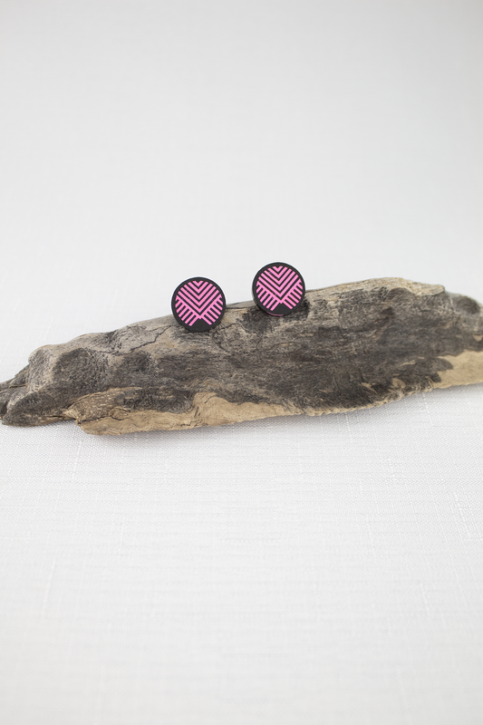 Studs - Kaokao Black & Pink Design