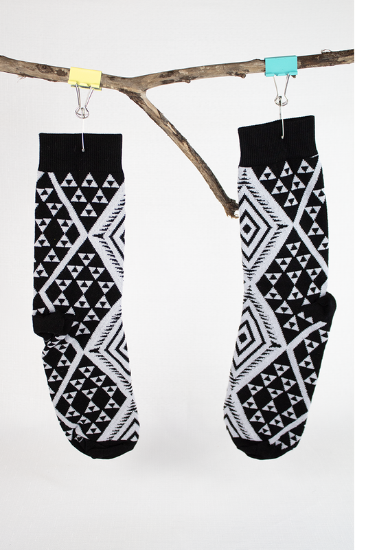 Unisex Socks - Niho Design White/Black
