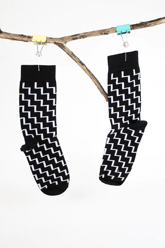 Unisex socks - Poutama black and white