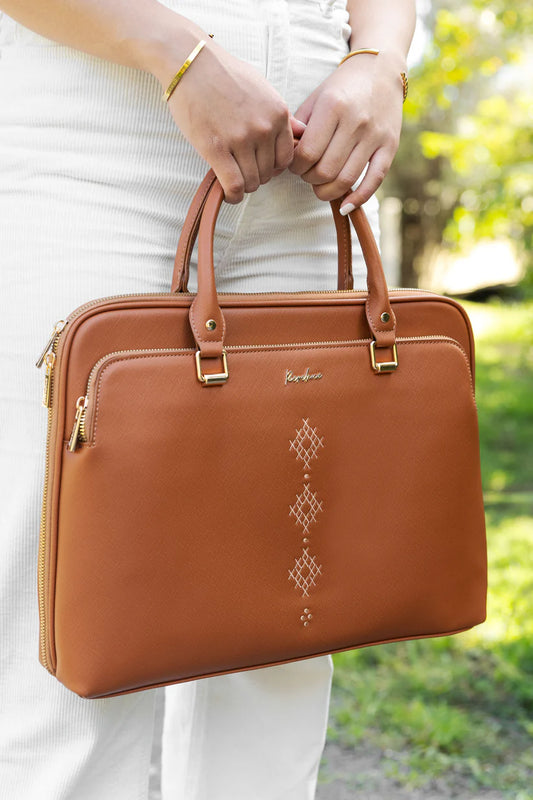 Puawai Laptop Bag - Whenua Brown