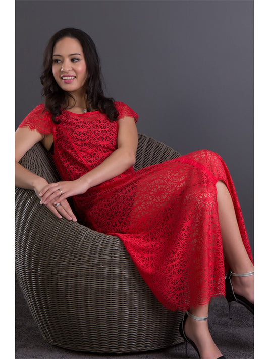 Red koru lace dress